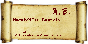 Macskásy Beatrix névjegykártya